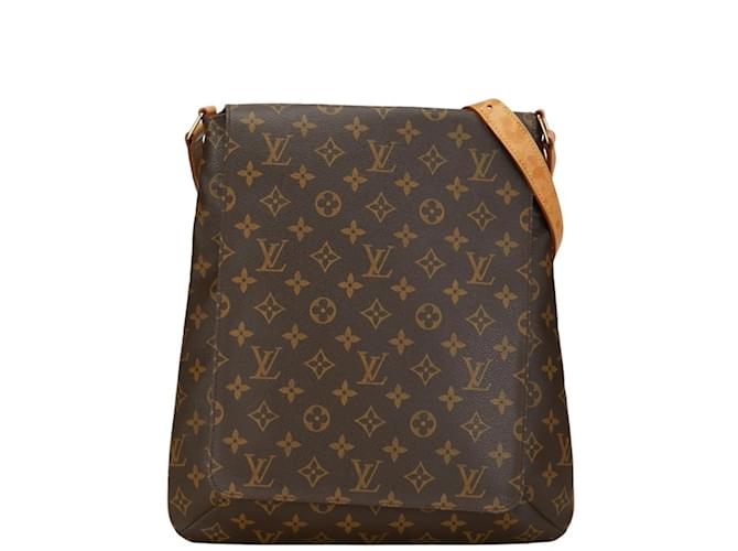 Schultertasche Musette Monogram Louis Vuitton Braun Leder  