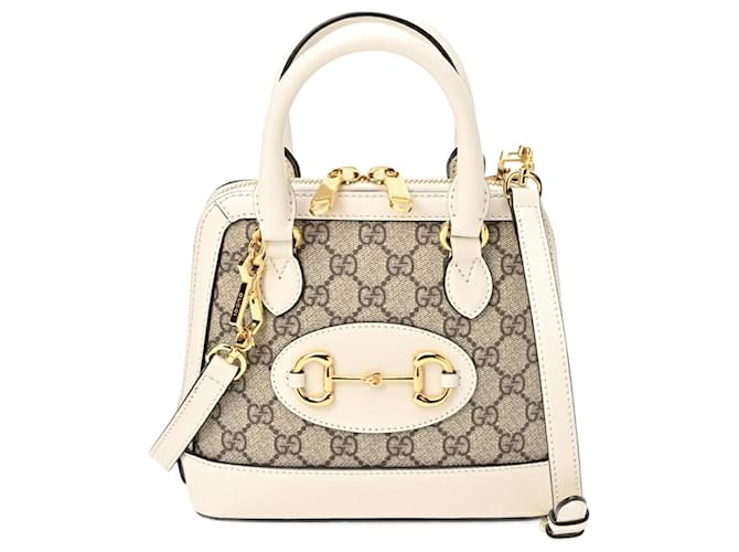 Borsa Gucci Horsebit 1955 Bianco Tela  ref.1493309