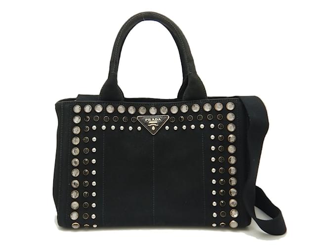 Prada Canapa Tote Tasche Schwarz Leinwand  ref.1493313