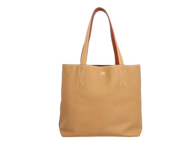 Hermès Sac tote Hermes Double Sens 28 Cuir Marron  ref.1493364