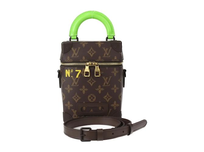 Louis Vuitton Vertikaler Box Trunk Handtasche Braun Grün Monogramm Leder Lackleder  ref.1493457