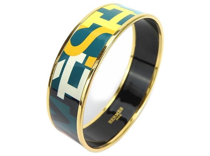 Hermès Hermes Multi-Farben Emaille Charm-Armband Mehrfarben Grün 