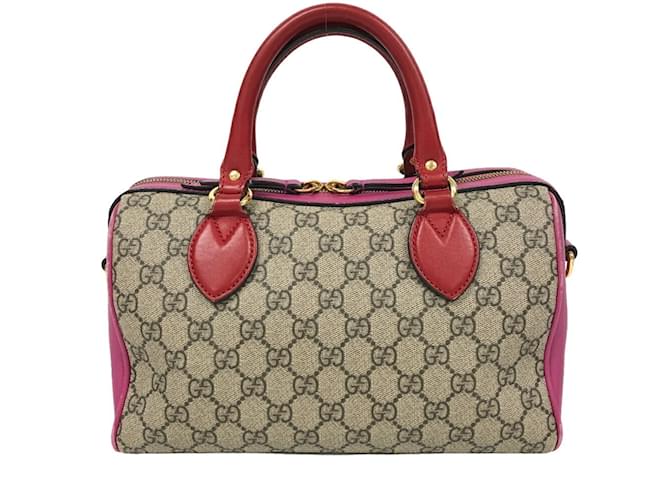 Sac à main Gucci 409529 GG Supreme Boston Cuir Rose Beige  ref.1493729