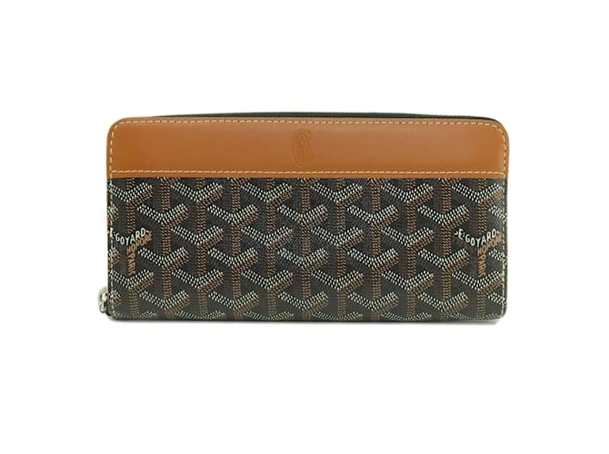 Goyard Zip GM Herringbone Pattern Long Wallet Brown Black