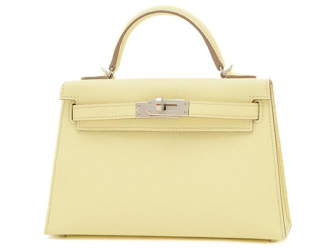 Hermès Bolsa Hermes Kelly Do 2 em Epsom Amarelo Couro  ref.1493863