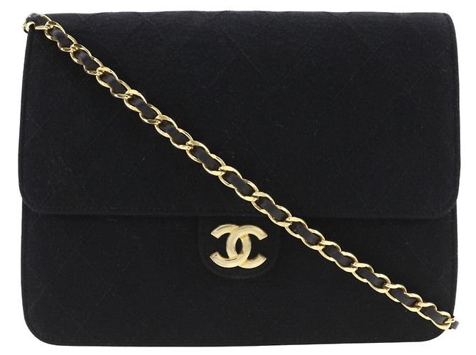 Borsa a spalla in catena di cotone nero Chanel