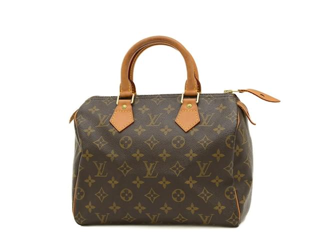 Sac à main Louis Vuitton Monogram Speedy 25 Cuir vernis Toile Marron  ref.1493903