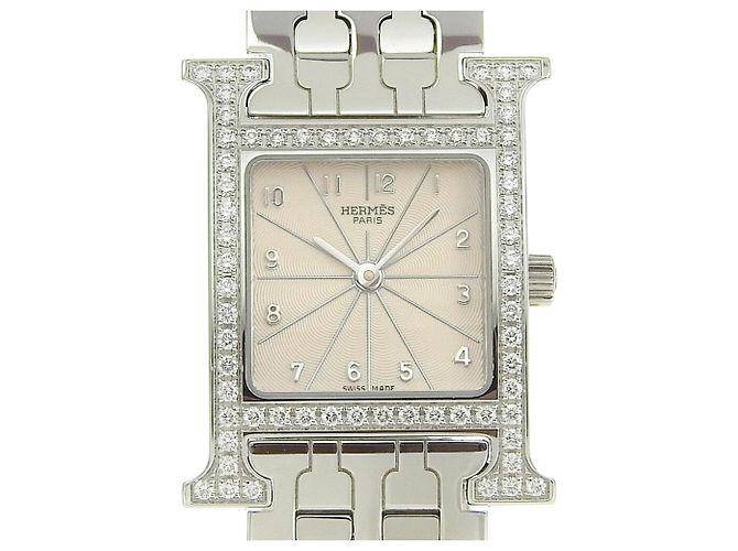Hermès Reloj H Hermes con bisel de diamantes 