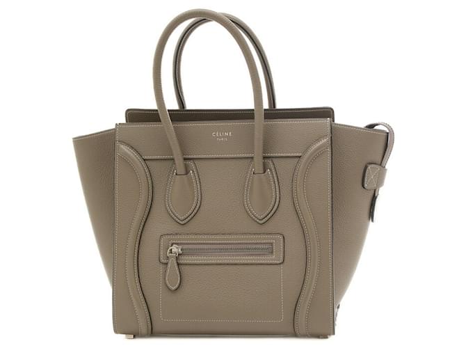 Luggage Céline Sac à main en cuir Micro Shopper de Celine Gris  ref.1493995