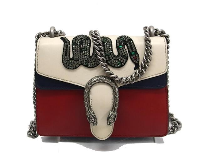 Gucci Dionysus Chain Shoulder Bag Red Eggshell Navy blue Leather  ref.1494045