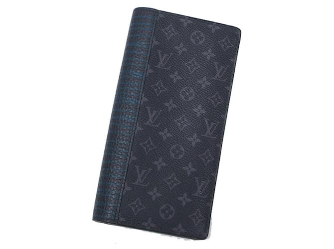 Louis Vuitton Monogram Patchwork Portefeuille Brazza Eclipse Black Beige Dark grey Light blue Leather Cloth  ref.1494046