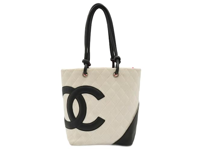 Chanel Cambon Line Medium Tote Bag Black White Leather  ref.1494092