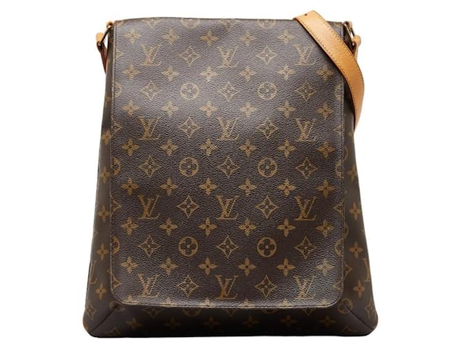 Schultertasche Musette Monogram Louis Vuitton Braun Leder  