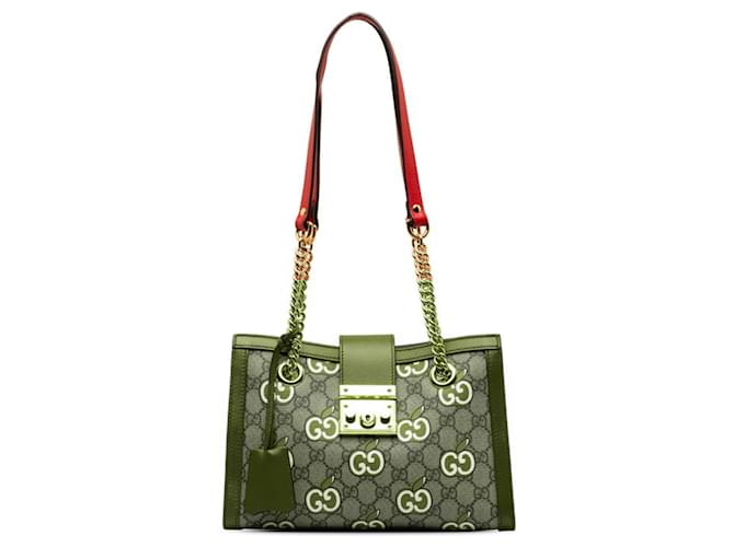 Gucci GG Supreme Apple Padlock Schultertasche Rot Beige Leder Kunststoff ref.1494248 Joli Closet