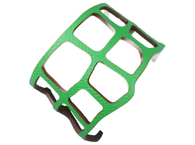 Bracelet Bangle Hermès Petite H Écaille Togo Vert 