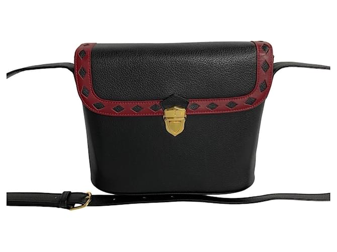 Yves Saint Laurent Cutout YSL Leather Shoulder Bag Pochette Black