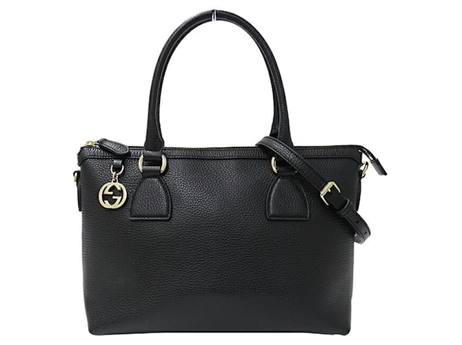 Gucci Interlocking Handtasche Schultertasche Schwarz Leder  ref.1494620