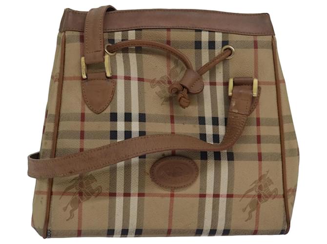 Autre Marque Burberrys Nova Check Schultertasche aus PVC-Leder Beige Auth 80163  ref.1494776