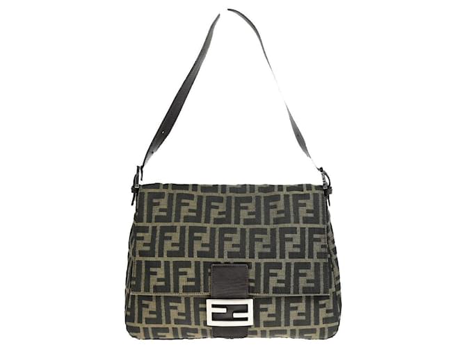 Fendi Mamma Baguette Marrom Lona  ref.1494912