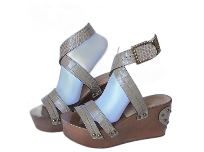 Sandalias de cuña de madera TWIN SET Castaño Beige