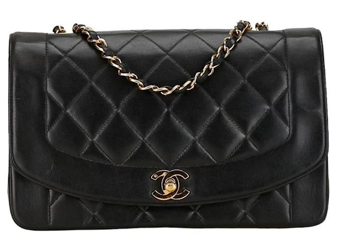 Chanel Diana Preto Couro  ref.1495017