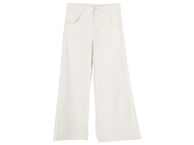Jeans de pierna ancha Chloé en algodón crema
