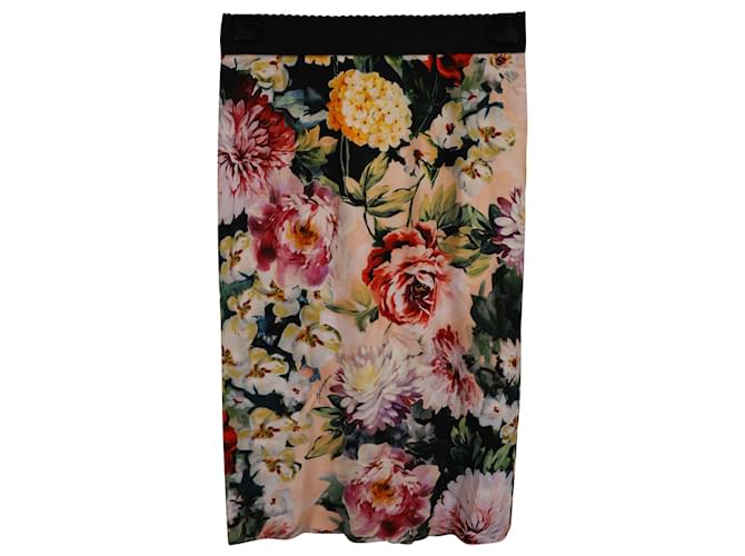 Dolce & Gabbana Knee-Length Skirt in Floral Print Viscose Cellulose fibre  ref.1495581