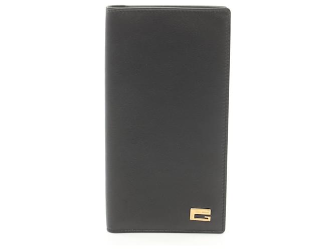 Portefeuille bifold Gucci en cuir, portefeuille long en très bon état Noir  ref.1495664