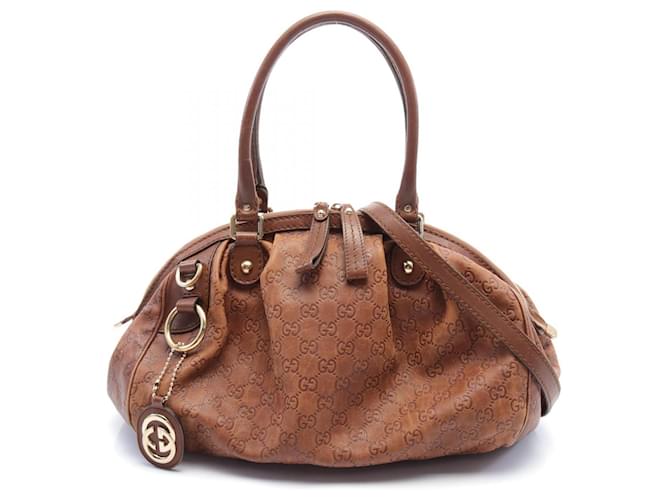 Gucci Microguccissima Signature Sukey Bag  Leather Handbag 223974 in Good Condition Brown  ref.1495734