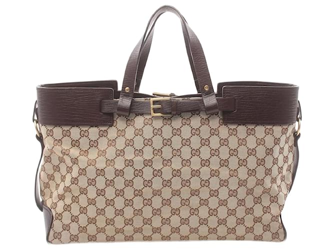 Sac fourre-tout en toile Gucci GG 106251 en très bon état Marron  ref.1495957