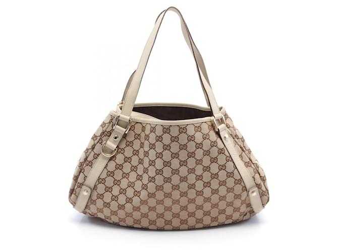 Gucci Abbey Tote Bag Canvas Tote Bag 130736 in Very Good Condition Brown Cloth  ref.1495974