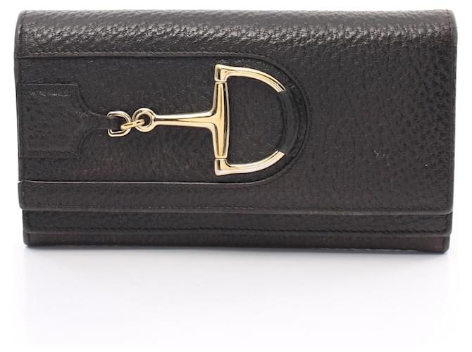 Portefeuille Long en Cuir Gucci Hasler Continental 154257 en Très Bon État Noir  ref.1495978