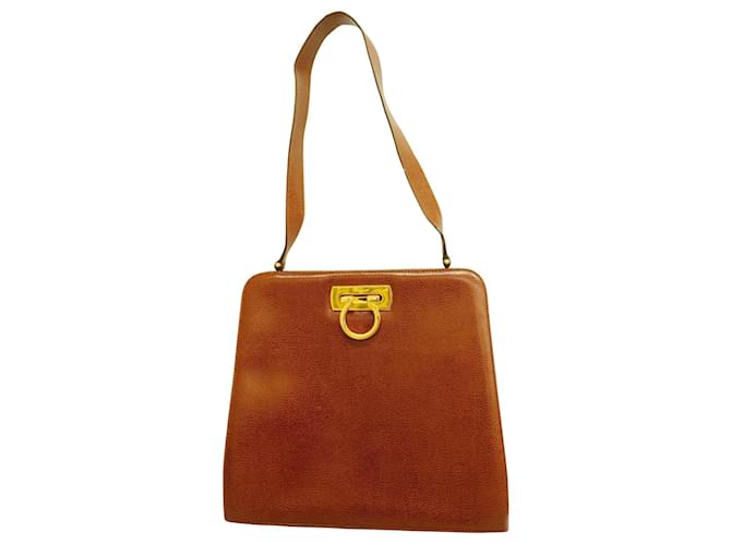 Salvatore Ferragamo Gancini Brown Leather  ref.1496589