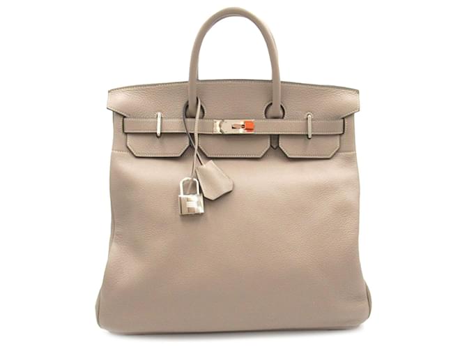 Hermès Birkin Retourne 40 aus grauem Clemence Braun Leder Kalbähnliches Kalb  ref.1496608