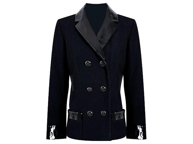 Chanel Chaqueta de tweed negro Coco Brasserie  ref.1498192