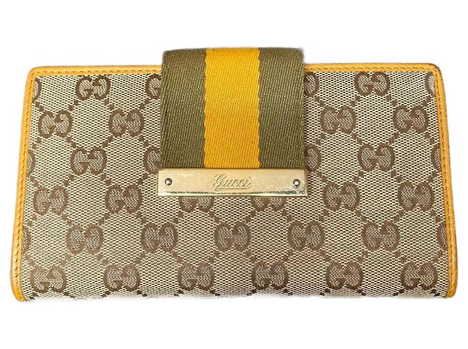 Portafoglio Gucci GG Canvas Bi Fold Web Beige