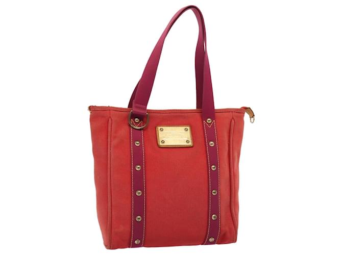 LOUIS VUITTON Cabas MM Antigua Sac Tote Rouge M40034 LV Auth 80003 Toile  ref.1498258