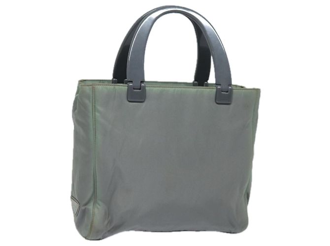 PRADA Sac à main en nylon gris Auth 81833 Marron