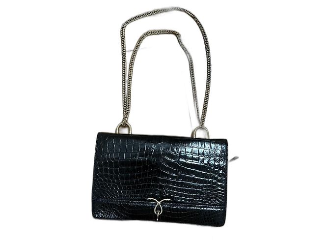 Sac à main Loewe en cuir de crocodile noir