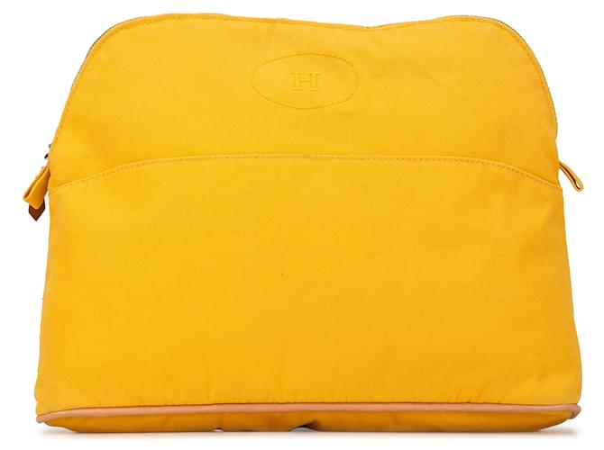 Yellow Hermès Toile Bolide Trousse de Voyage GM Pouch Jaune  ref.1498425