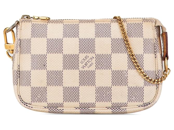 White Louis Vuitton Damier Azur Mini Pochette Accessoires Handbag Cloth  ref.1498443