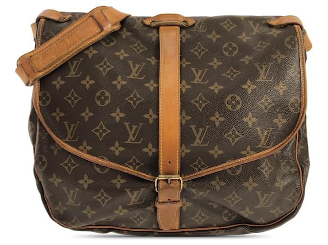 Borsa a tracolla Saumur 35 Monogram Louis Vuitton marrone Pelle  ref.1498470