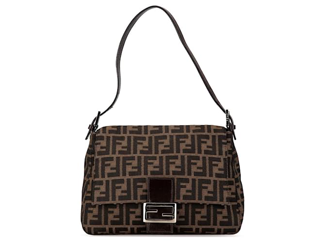 Bolso de hombro Mamma Forever de lona Zucca marrón de Fendi Castaño Cuero  ref.1498493