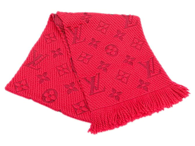 Cachecol de lã Logomania vermelho Louis Vuitton Seda  ref.1498565