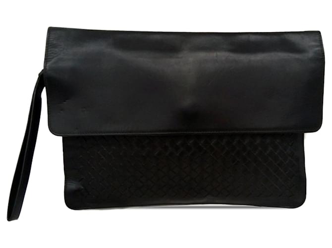 Black Bottega Veneta Intrecciato Clutch Leather  ref.1498604