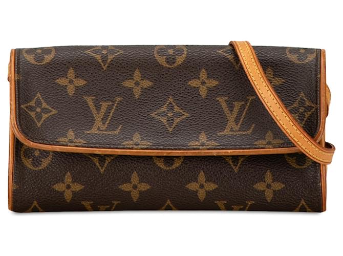 Brown Louis Vuitton Monogram Pochette Twin PM Crossbody Bag Leather  ref.1498684