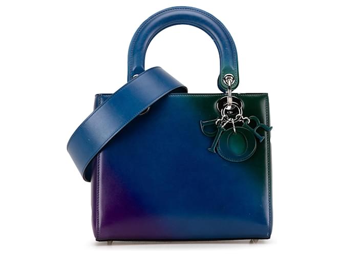 Blue Dior Medium Ombre Lady Dior Satchel Leather  ref.1498705