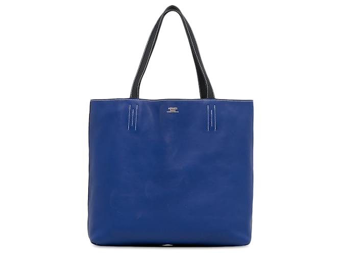 Borsa tote Double Sens 36 in pelle Clemence blu Hermès  ref.1498707