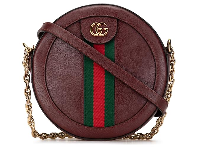 Borsa a tracolla in pelle Ophidia Mini rotonda rossa Gucci Rosso  ref.1498748