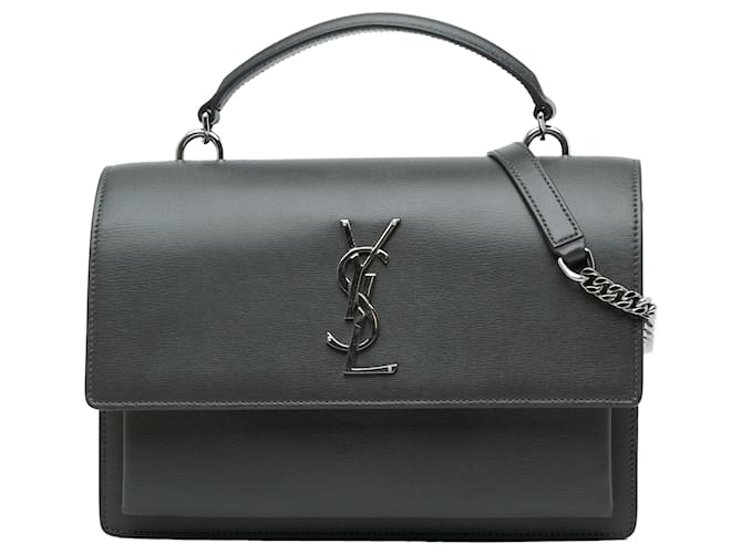 Sac à main Sunset Monogram moyen Saint Laurent gris Cuir  ref.1498751